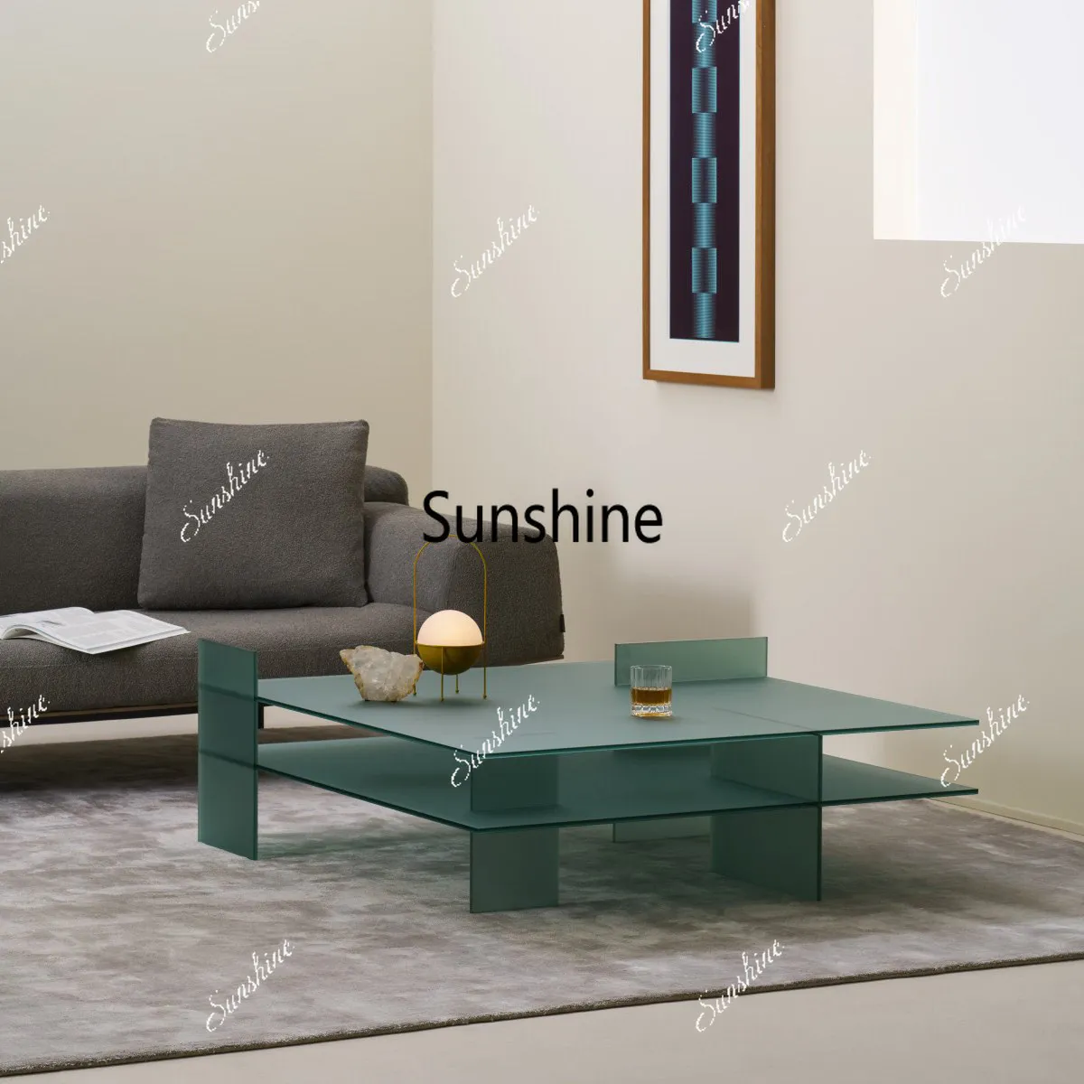 

Living room household small apartment double-layer tea table minimalist light luxury high-end matte acrylic table