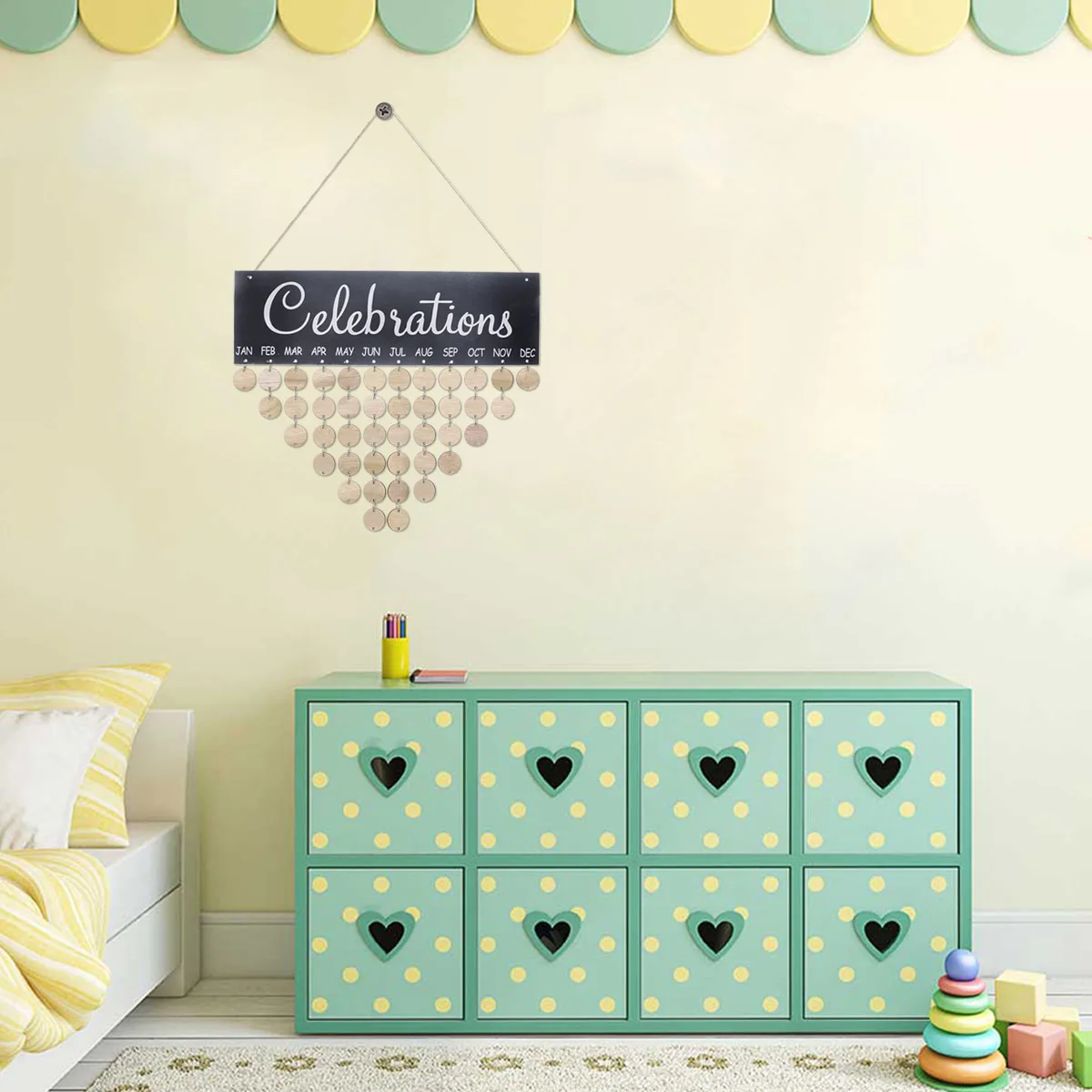

Creative Wooden Home Decoration Calendar Hanging Board 40x12x0.5cm Birthday Reminder Plaque DIY Ornament Gift for Wedding