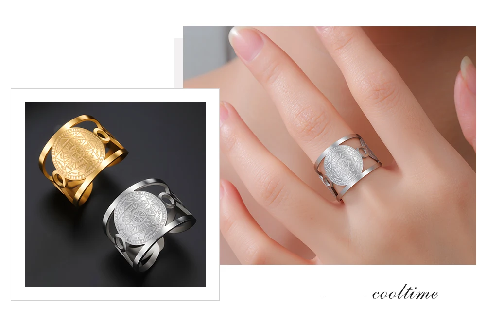 COOLTIME Sieben Erzengel Engel Ring Edelstahl Vintage Frauen Männer Solomon Schutz Amulett Ring Schmuck – Detail 8