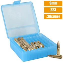 50/100 Rounds Tactical Bullet Box 9mm/.223/.38Super Pistol Rifle Ammo Carry Storage Box Flip-Top Bullets Case Hunting Accessory