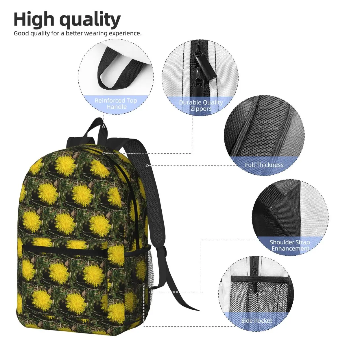 Dandelion Macro Backpack Boys Girls BookBag Children School Bag Computer Shoulder Bags for Men Women