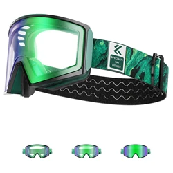 KAPVOE New Outdoor Photochromic Ski Goggles Men Snowboard Glasses Women Winter Snow Sunglasses UV400 Magnetic Attraction Lens