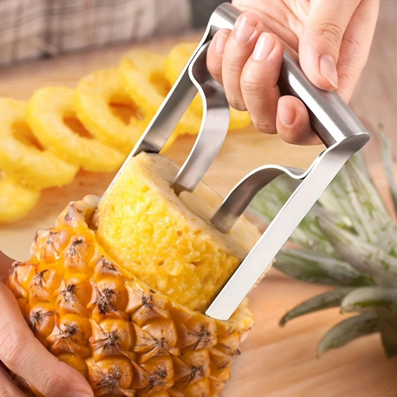 Steel Pineapple Corer & Slicer - Easy Eye Remover And Peeler, Perfect For Home And Commercial Use