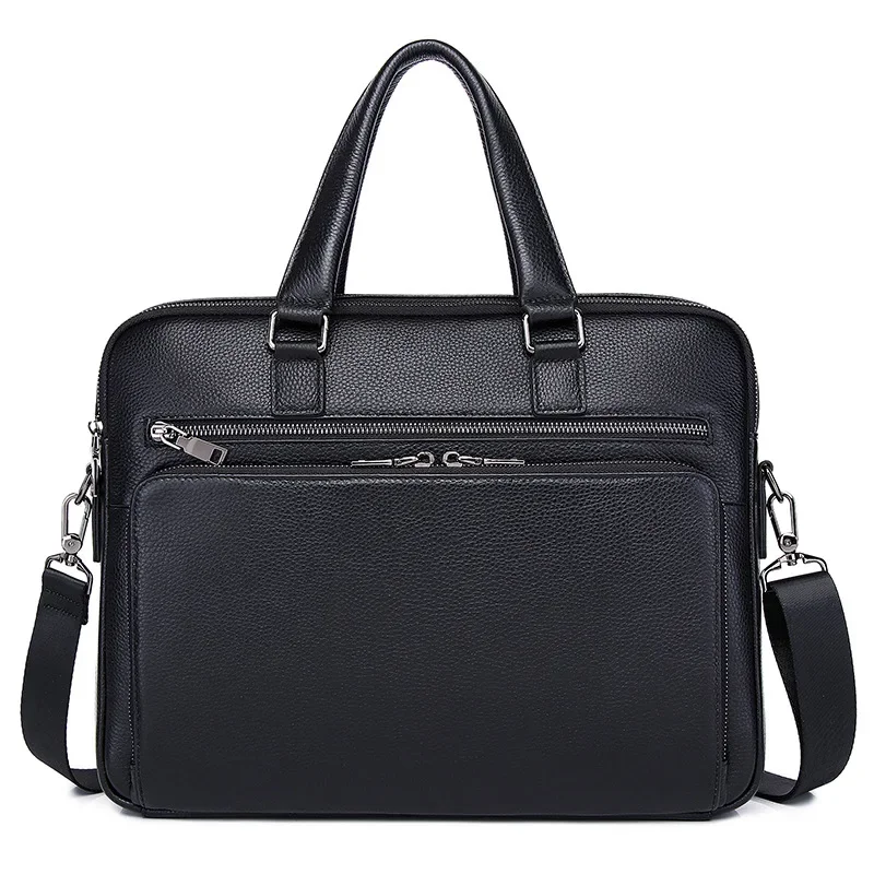 2024 New Laptop Bags Cow Genuine Real Leather Men's Briefcase Luxury Brand Male Handbags Men Messenger 14 Inch Computer Bag