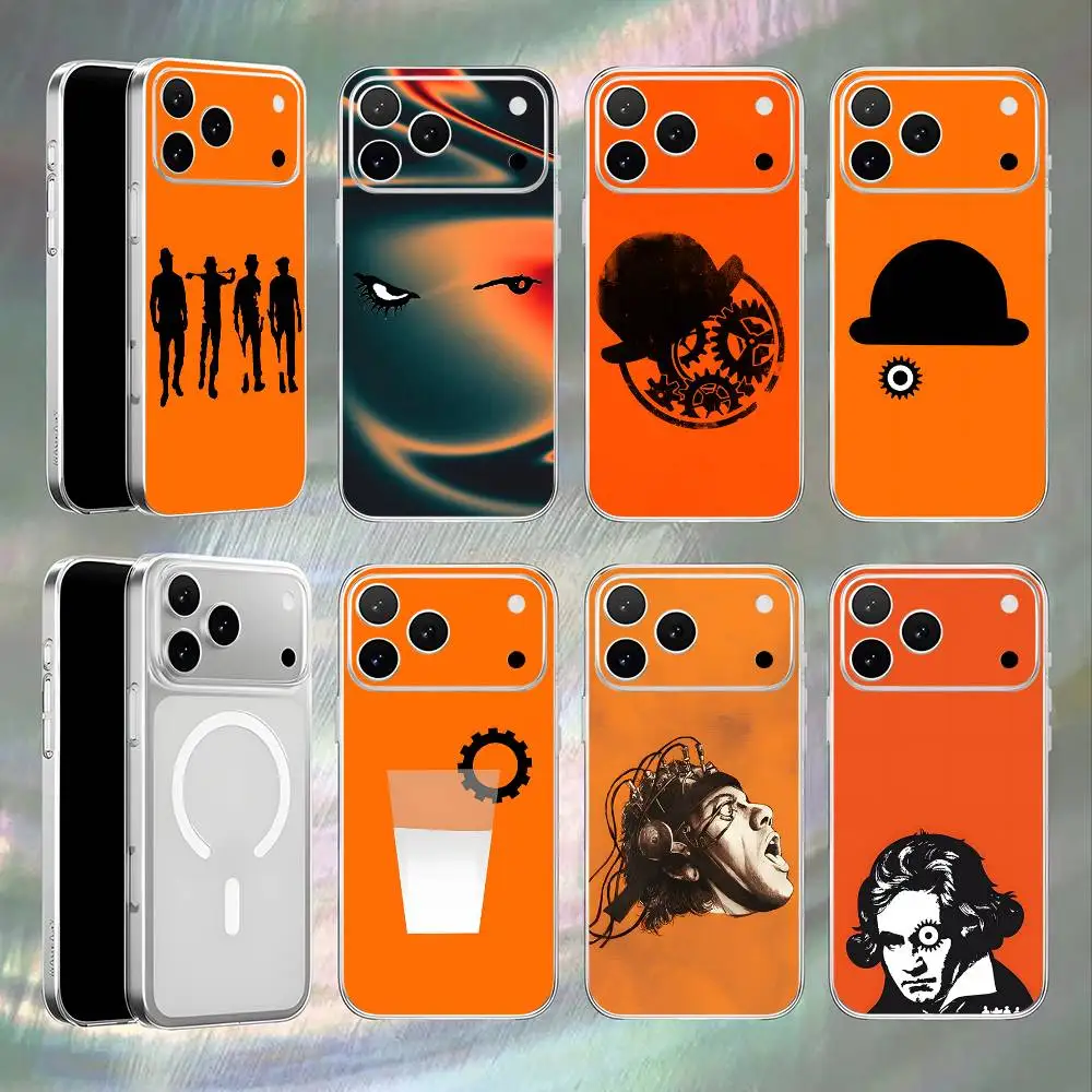 

A C-Clockwork O-Orange Transparent White Phone Case For iPhone 17,16,15,14,13,12,11,Pro,Max,Plus Magnetic Wireless Charging