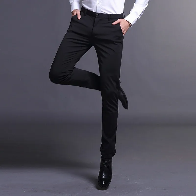 

New Men's Casual Pants Thin Busin West Pants Summer Trend Bla Slim Fit Long Pants M Pants Faion Urban Sle Anti-Wr...