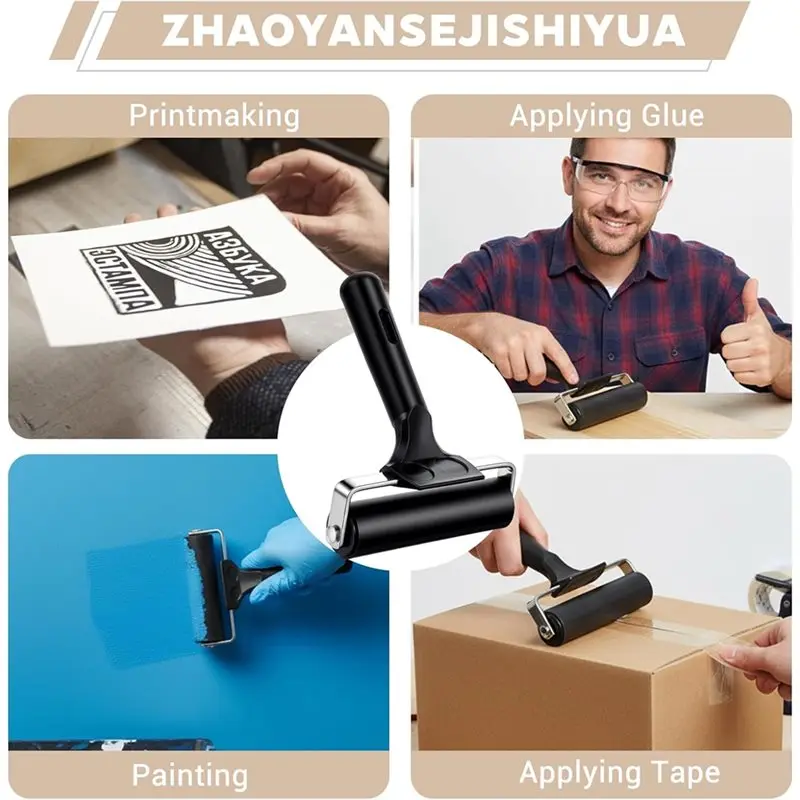 For Printing, For Paintings- 6 Pcs Black Brayer Roller Handles For Printmaking Comfortable Rolling Tool Set-B51B