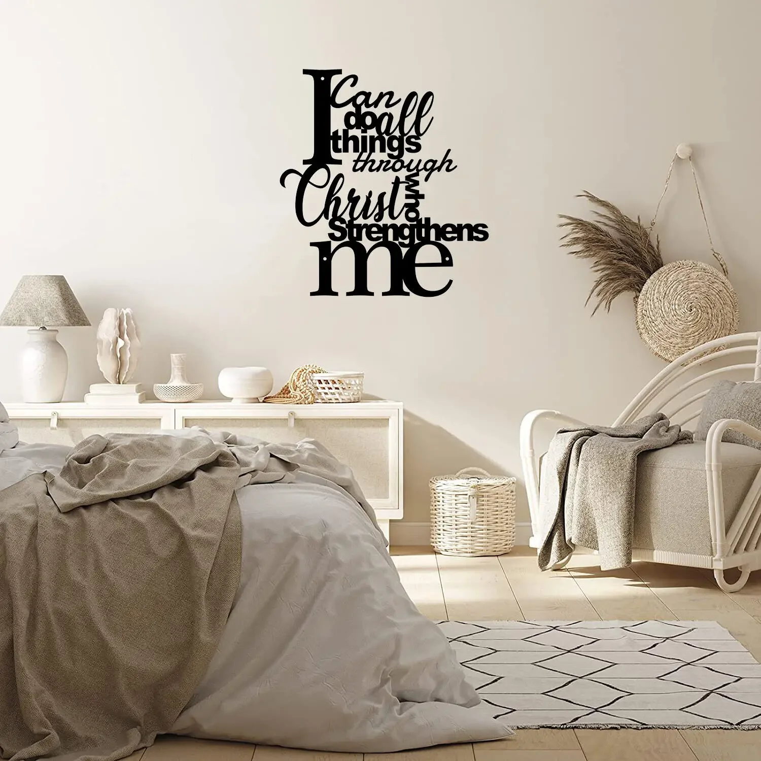 

I Can Do All Things Through Christ Who Strengthens Me Metal Wall Sign Home Decor Living Room/Home Decoration