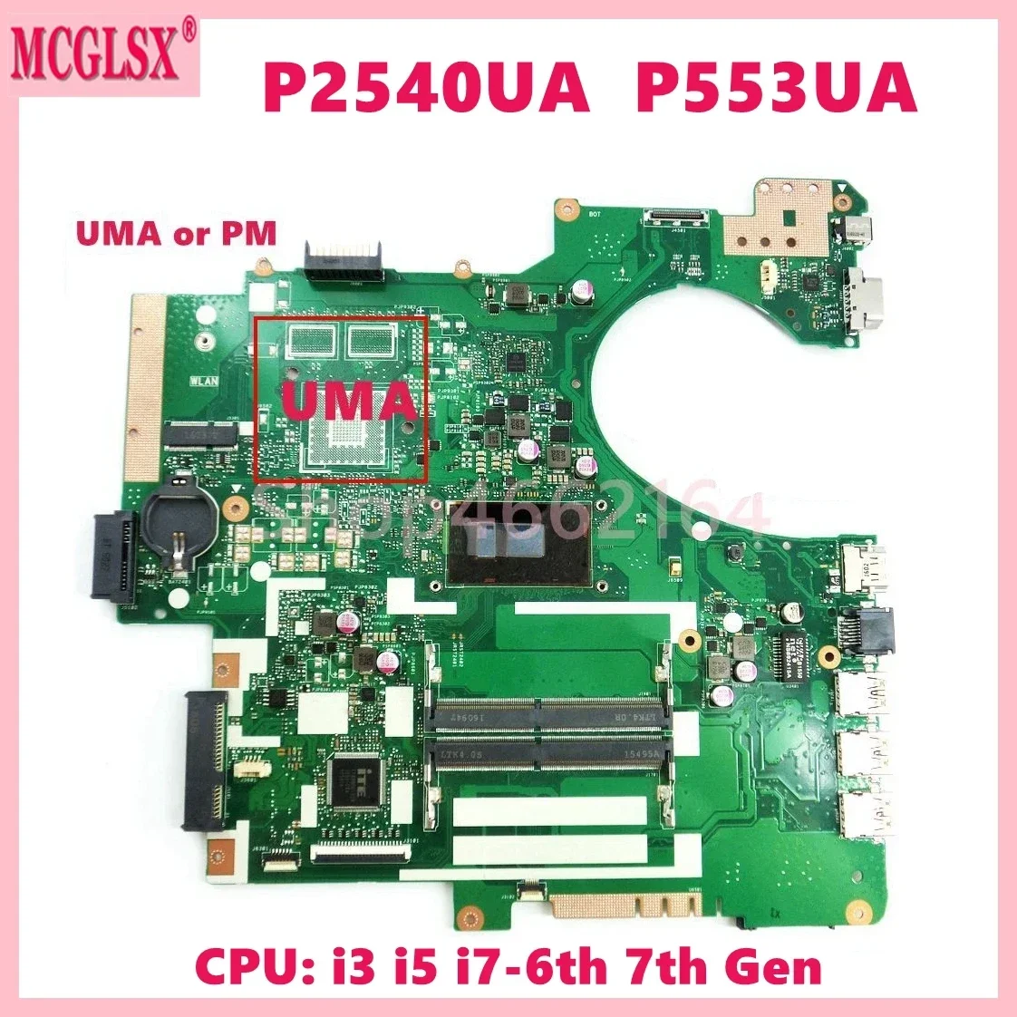 P553UJ  i3 i5 i7 CPU UMA/PM Mainboard For ASUS P553UA P553UJ P2540UA P2540UJ P2540UQ P2540UV P2540UB P2540U Laptop Motherboard