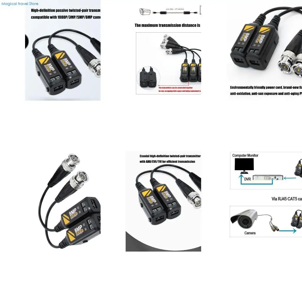 N2UB Long Ranges CCTV Video Balun Transmitters For 4HD Format Toolless Installation Design Optimized for Industrial Site