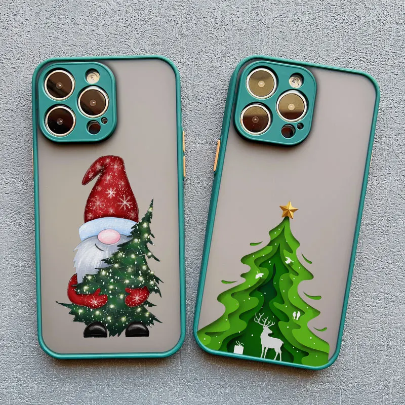 Merry Christmas Tree Santa Claus Phone Case For iphone XS XR 15 14 13 12 11 16 Pro Max Mini Plus Scenery Shockproof Back Covers