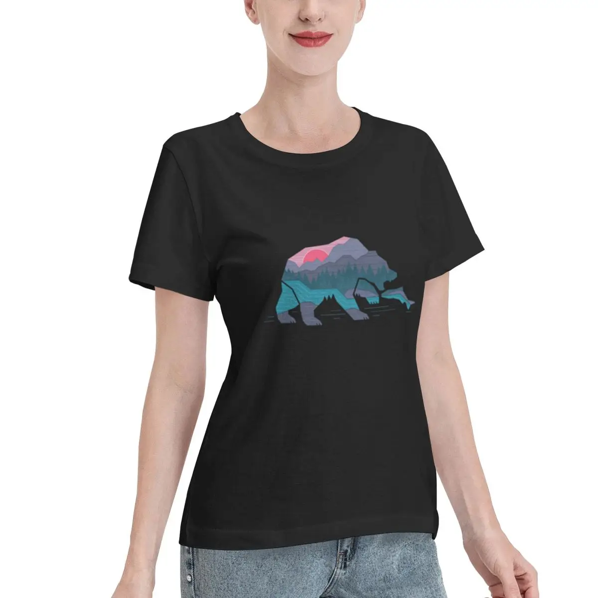 Cheap Bear Country Women's T-shirt Y2K Solid Color Tee