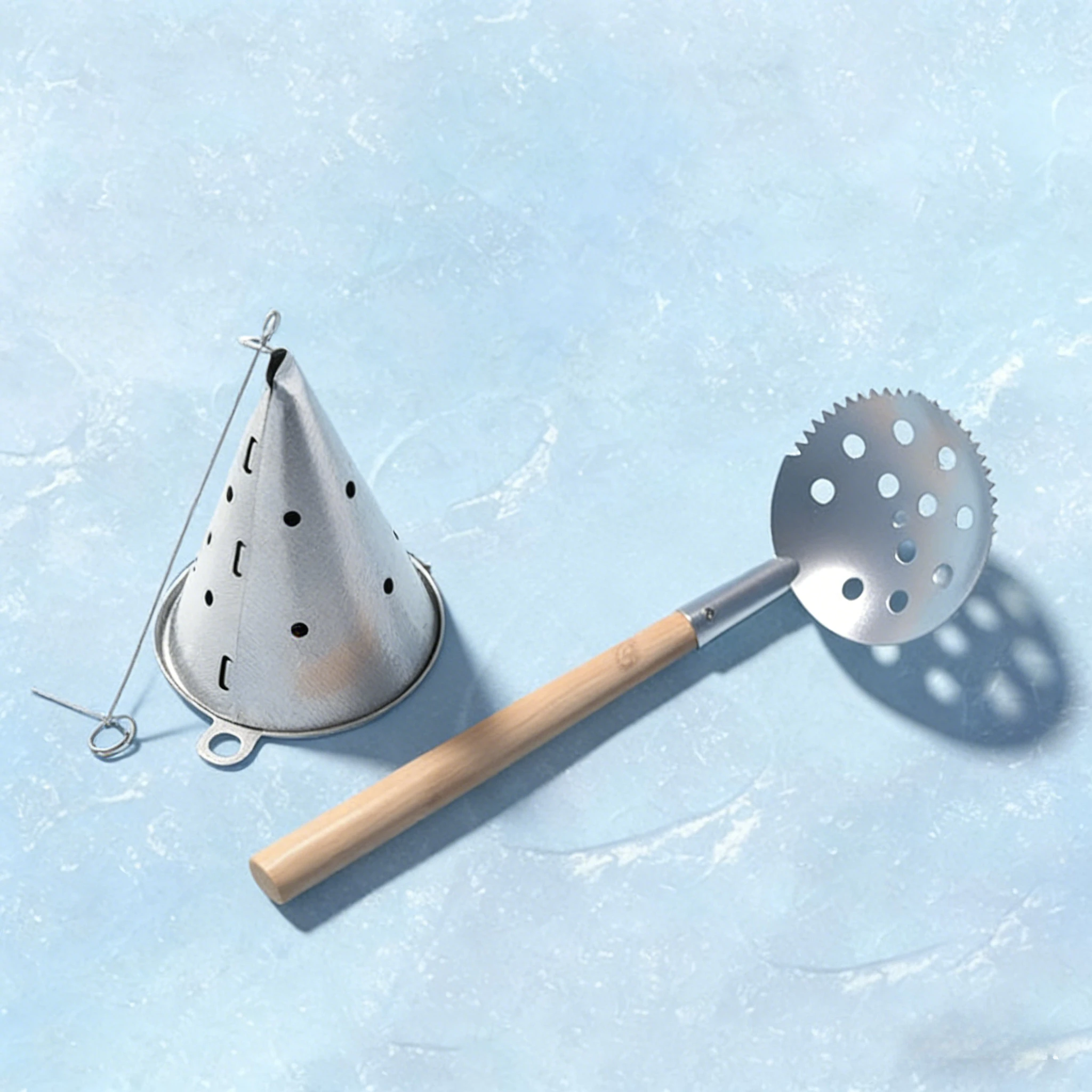 Winter Ice Scoop for Ice Fishing Sturdy Steel Tool for Breaking Removing Ice on Frozen Lakes Fishing Accessories