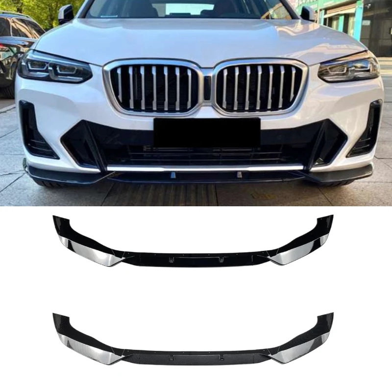 

For BMW X3 X4 G01 G02 M Pack 2022+ Front Bumper Lip Splitter Gloss Black ABS Plastic Styling Modification Upgrade Accessories