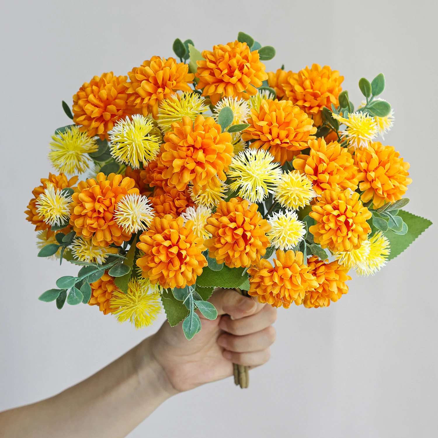 Silk Artificial Flower Dandelion BallChrysanthemum Festival Wreath Wedding Bridal Bouquet Home Room Table Garden Decora Diy Gift