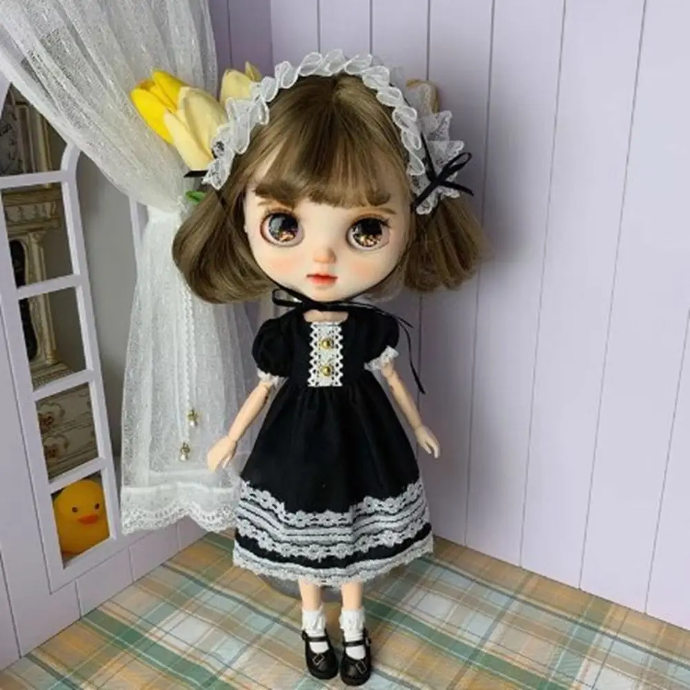 Handmade Lace Dresses Skirt Casual with Headband Strapless Shiny Skirt Fashion DIY Accessories for 1/6 BJD 30cm Dolls