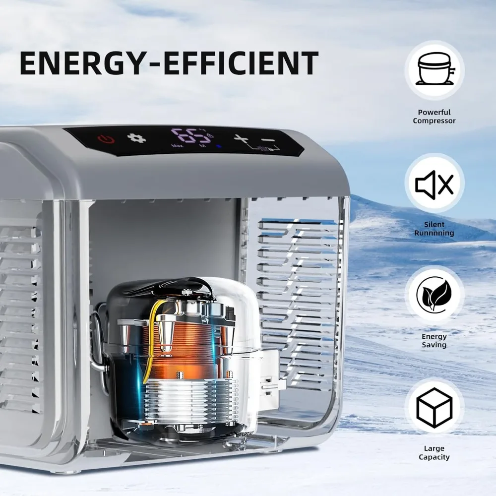 ثلاجة سيارة، ثلاجة سيارة 12 فولت، 16 كيو تي، ضاغط فريزر محمول، مبرد كهربائي للسيارة، لوحة تحكم مع قفل #6