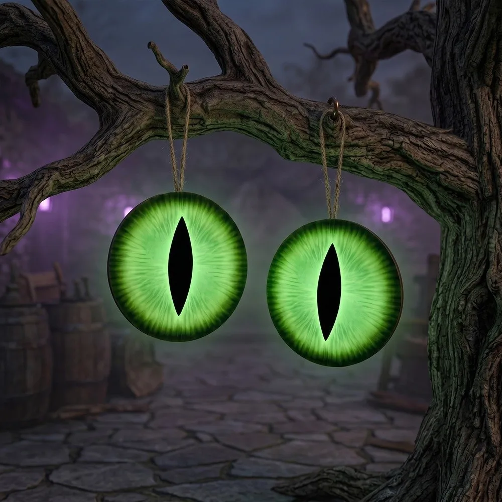 2D Flat Halloween Luminous Eyeball Ornament Creative Round Giant Hanging Eyeball Decorative Luminous Stickers