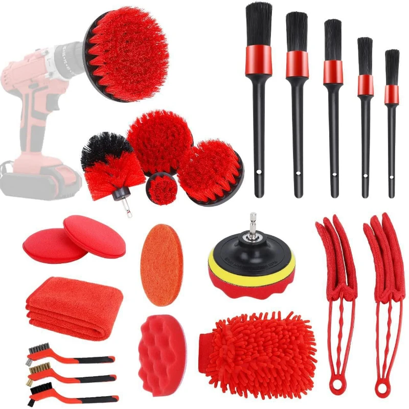 

22-Piece Car Cleaning Tool Interior Details Dust Brush Air Conditioning Outlet Microfiber Blinds Brush Car Wash Cloth Gloves