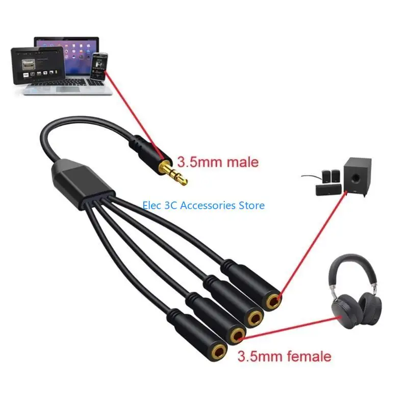 Y51A 1 إلى 6/5/4/3 منفذ كابل Aux سماعات محولات AUX سلك لسماعات الهواتف #5