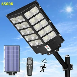 2000W Potente Lampada solare a LED a luce solare IP67 Lampioni stradali a energia 3000K-6500K Lampade con sensore di movimento impermeabili dimmerabili per strada