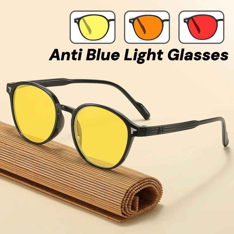 

Unisex Night Vision Anti Blue Light Glasses New Vintage Blue Blocking Light Eyeglasses with Orange or Red Lenses Eye Protection