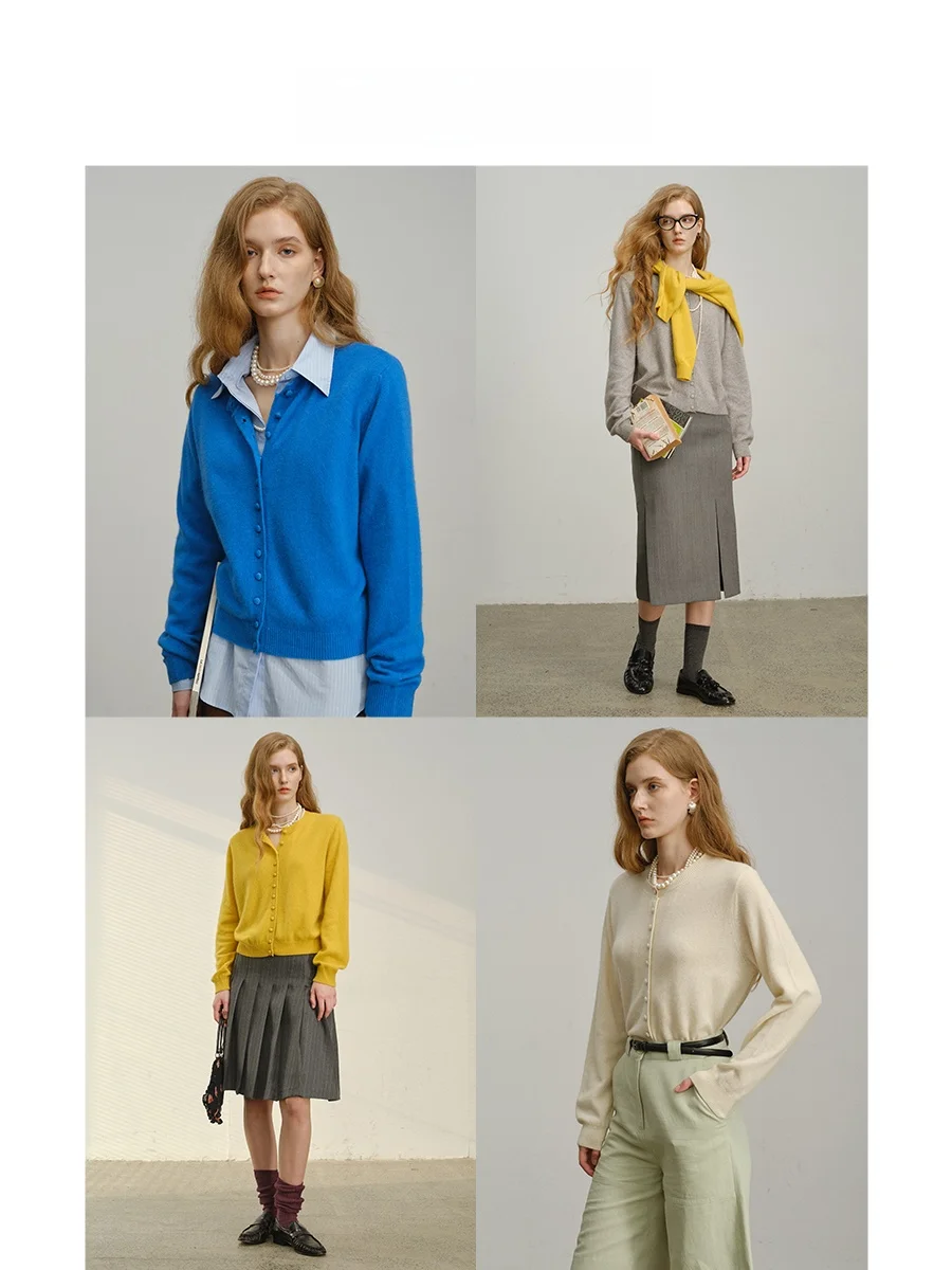 

Вязаный кардиган из смесовой шерсти Havehas с круглым вырезом, повседневный, с длинными рукавами, женский, модный, незаменимый, для работы и поездок, практичный топ