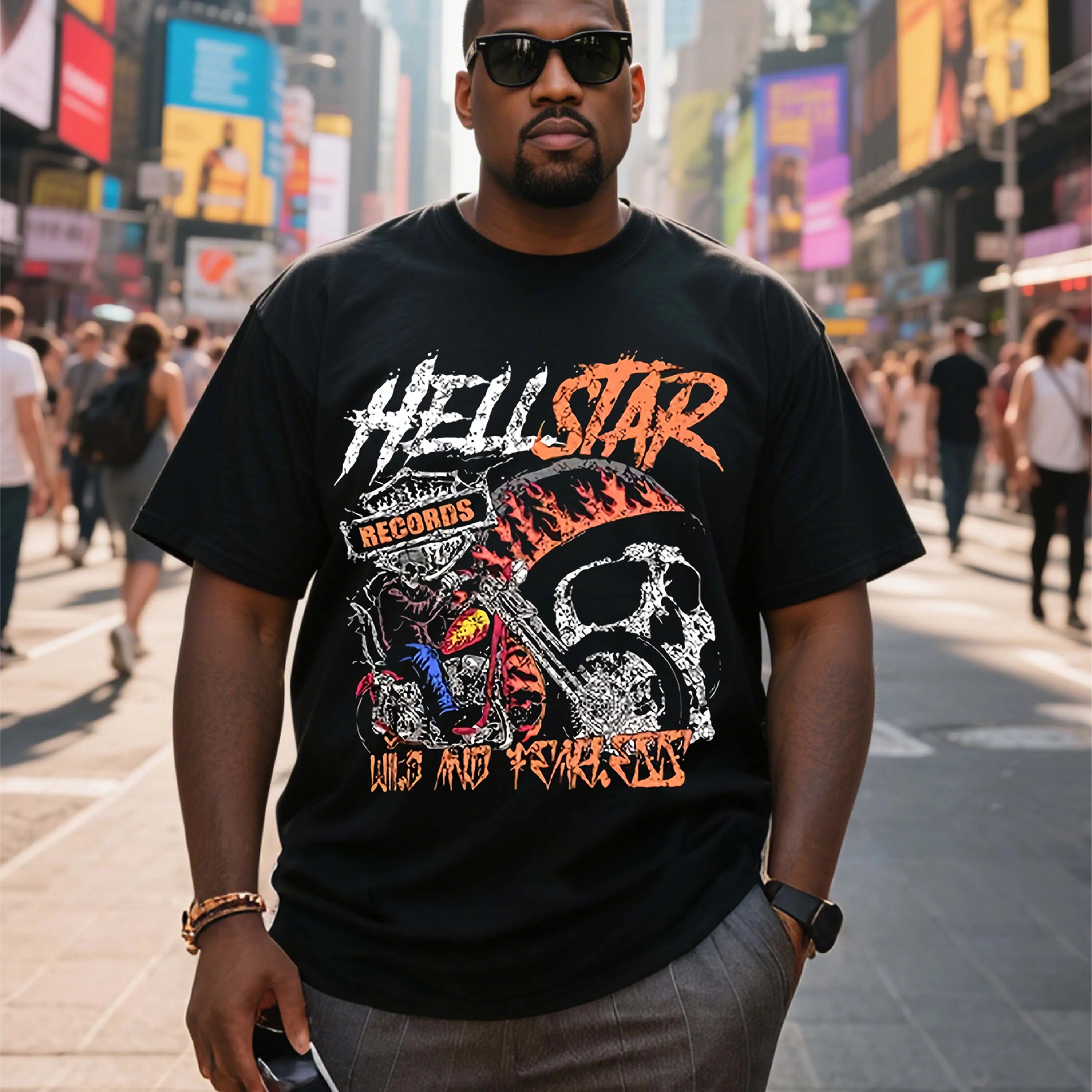 

Plus Size Men's T-Shirt, Black Pure Cotton Crew Neck, Suitable for Outdoor Wear in Spring and Summer, Casual and Comfortable