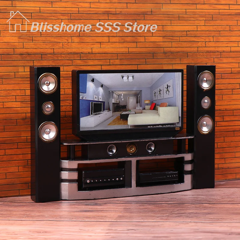 【S】1/12 Dollhouse Mini TV Audio Ornament Dollhouse Living Room Furniture Decoration Dolls House Micro Scene Decoration Toys