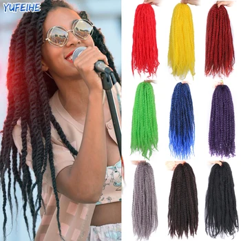 Afro Kinky Vlechthaar Marley Hair Extensions Synthetische gehaakte vlechten Haar Zwart Gemengd Bruin Ombre Geel Rood voor Dames Kinderen