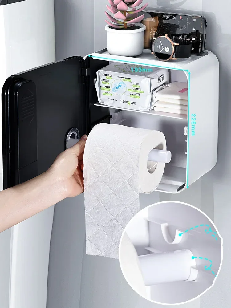 Wall mounted induction aromatherapy toilet tissue box roll paper storage rack non perforated bathroom accessories tissue holder