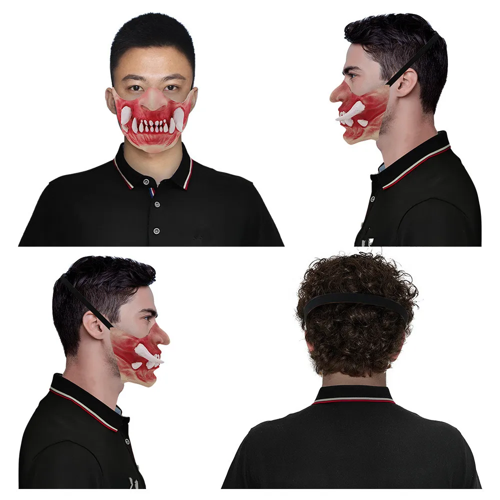 Gruselige Maske mit Würgenzähnen - Unheimliche Requisiten Realistische Kostümmasken für Halloween und Cosplay-Partys – Detail 2