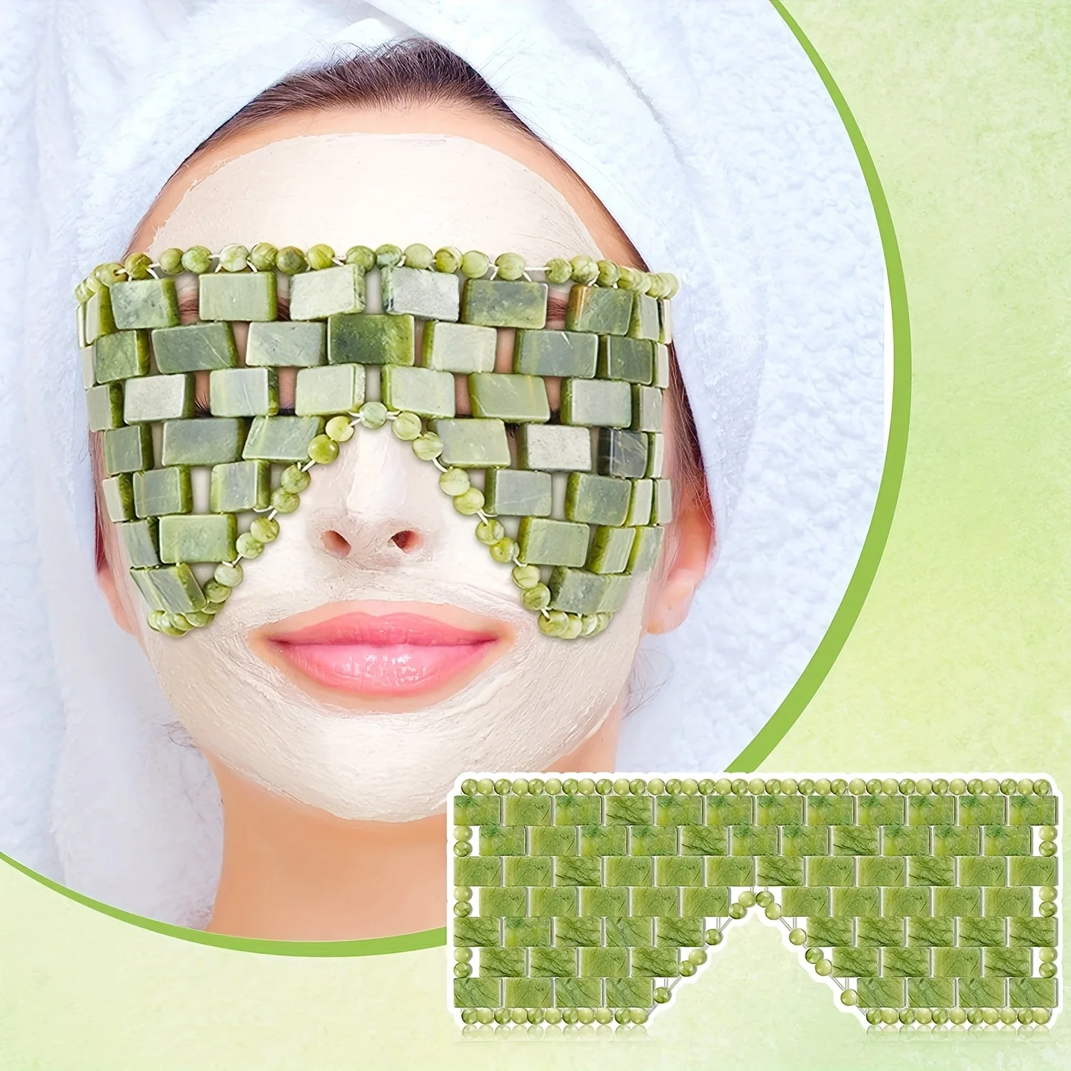 ใหม่หยก Facial Eye Mask Gouache Scraper Roller เครื่องนวดหยกหิน Guasha Cold Therapy Anti Aging Jade Mask เครื่องมือความงาม