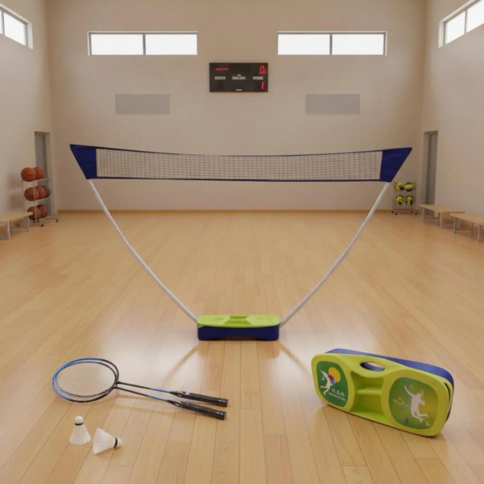 Badminton Net with Stand Foldable Badminton Pole System Movable for Backyard