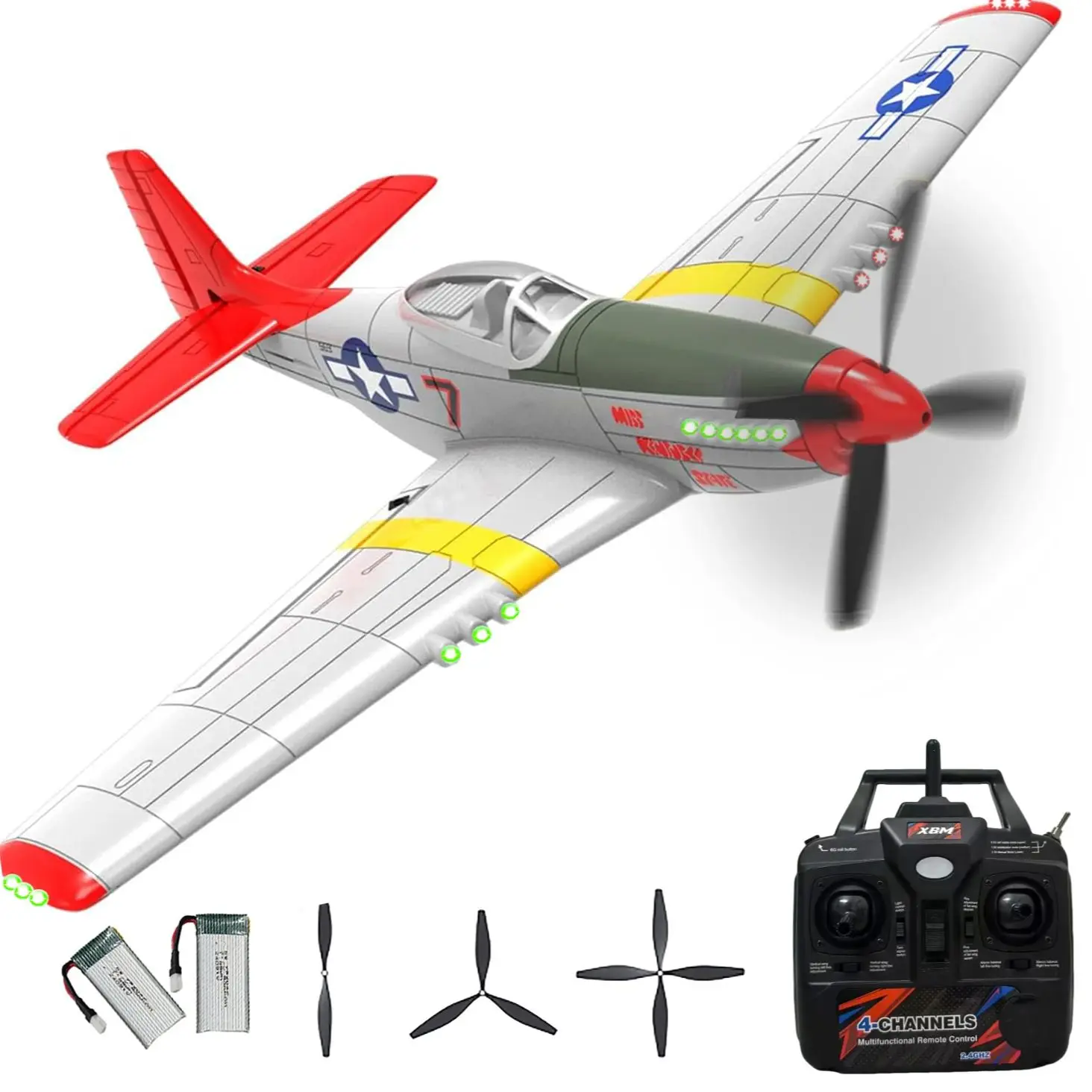 

453 мм самолет с дистанционным управлением Mustang P51 Планер 4CH RC P-51 Самолет устойчивый к падению EPP RTF Пилотажный полет для начинающих экспертов