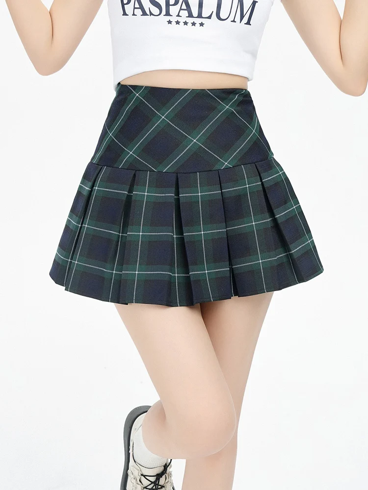 

Zoki Cute Vintage Jk Plaid Pleated Skirt Women Preppy Style Casual Mini Skirt Japan Sweet Elegant Female All Match A Line Skirt