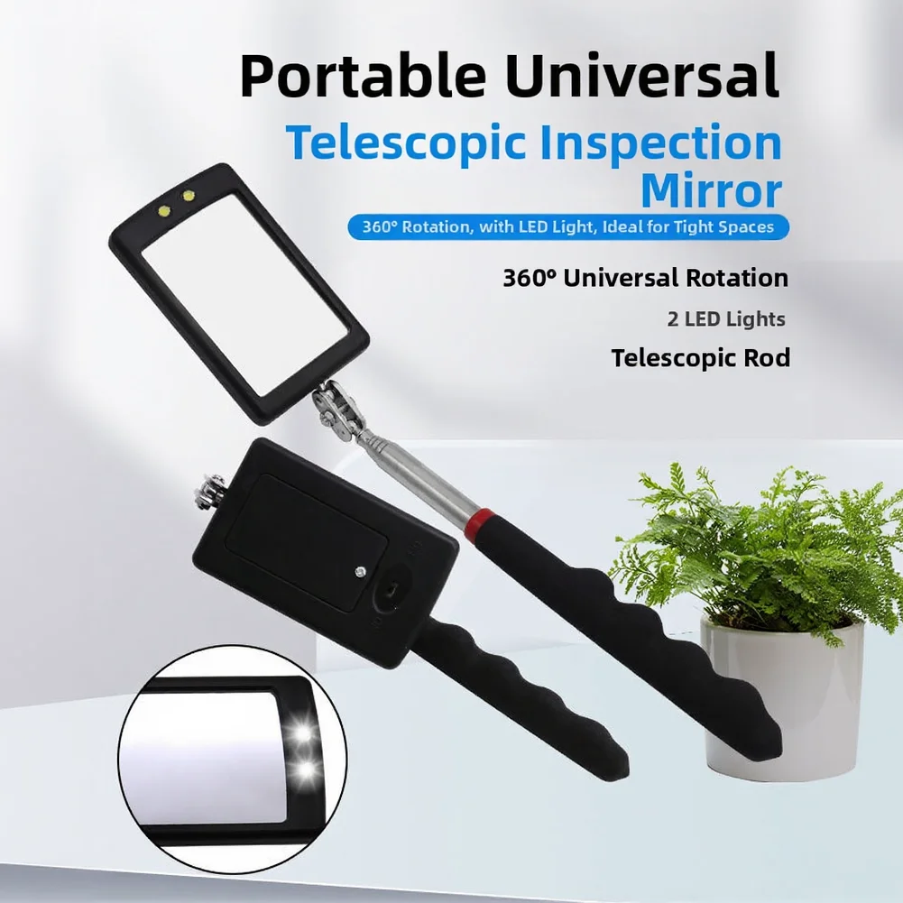 Extendable Under Vehicle Inspection Mirror with LED Illumination 34 inch Reach for Automotive Servicing and Diagnostics