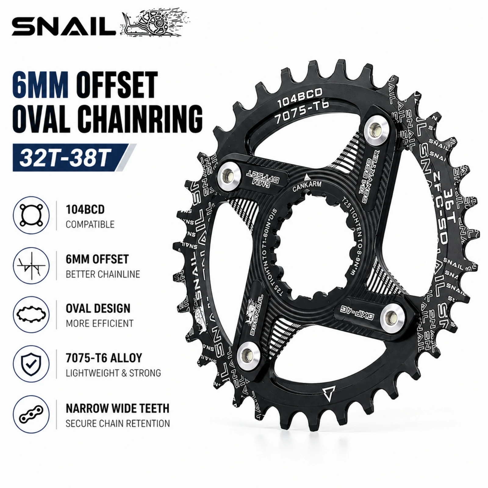 スネイルラウンドオーバルチェーンリング 6mmオフセット SRAM XX1