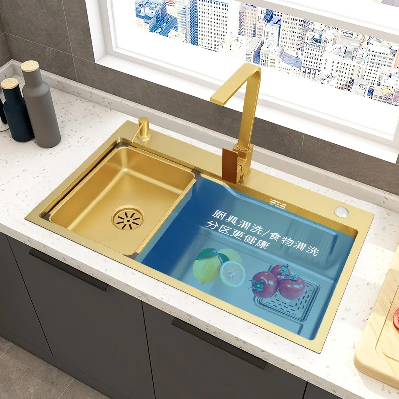 304 Stainless Steel Handmade Kitchen Vegetable Basin Single Sink Household Dishwasher Side Hole Undercounter Basin