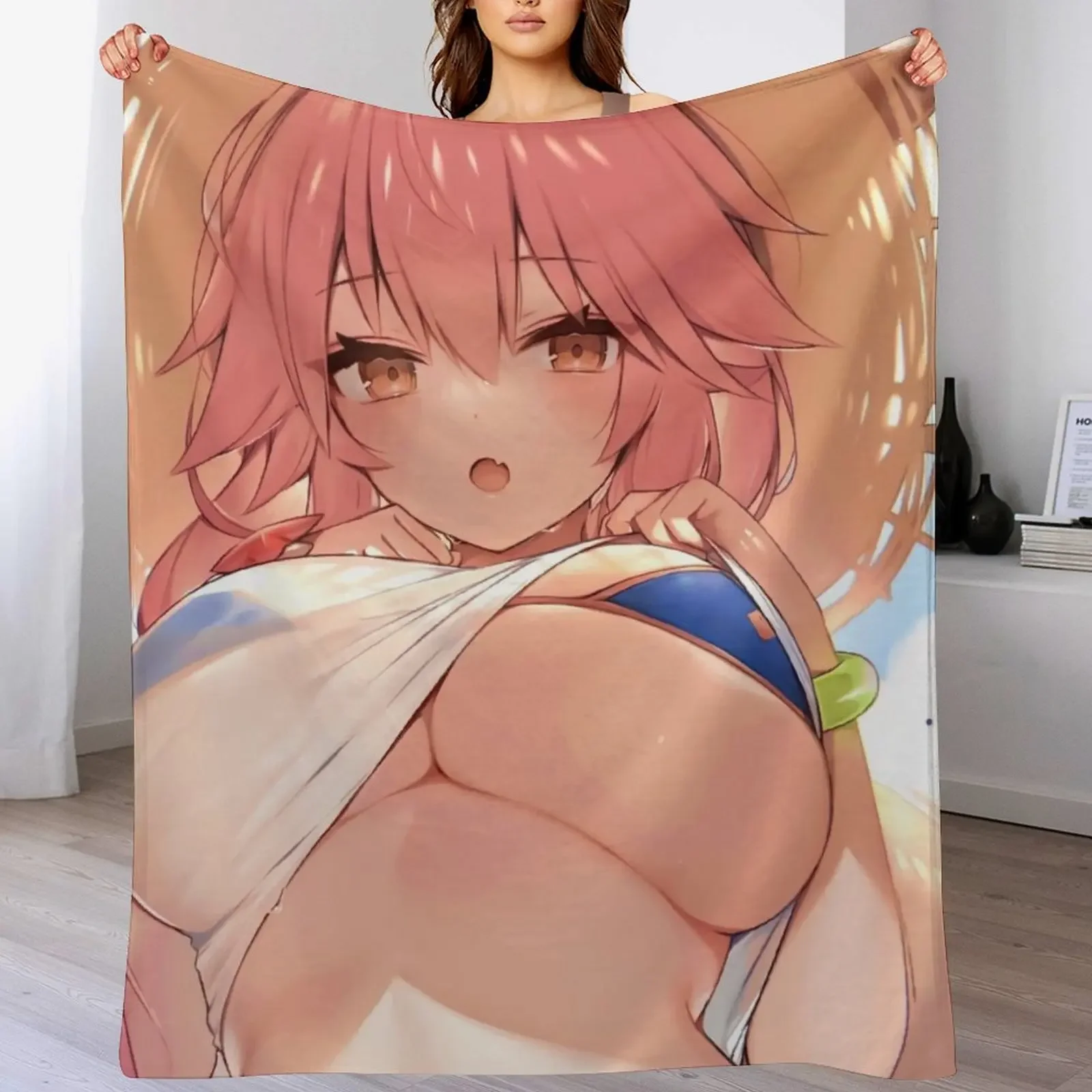 Tamamo no Mae Caster Fate Grand Order Anime Waifu Throw Blanket Decorative Sofas heavy to sleep Blankets