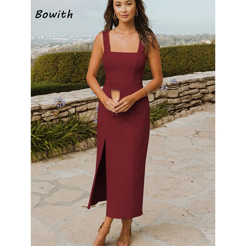 

Bowith Wedding Party Dress Evening Dress Elegant Square Collar Backless Sleeveless Dress For Women Girl Bridesmaid Prom Formal