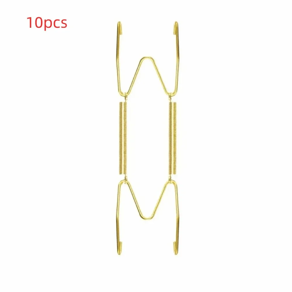 

10pcs 6/8/10/12 Inch Spring Hanging Plate Hook Decorative Metal Dish Display Holder Golden Durable W-type Invisible Disc Hook