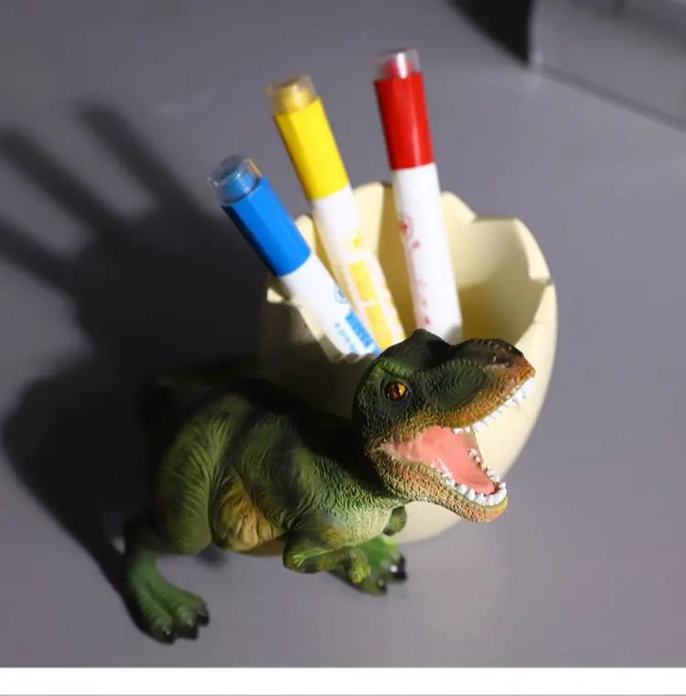 Dinosaur Pen Pencil Container Holder Desktop Storage Box Jar Figurines Desk Ornaments Home Decor Decoration Accessories