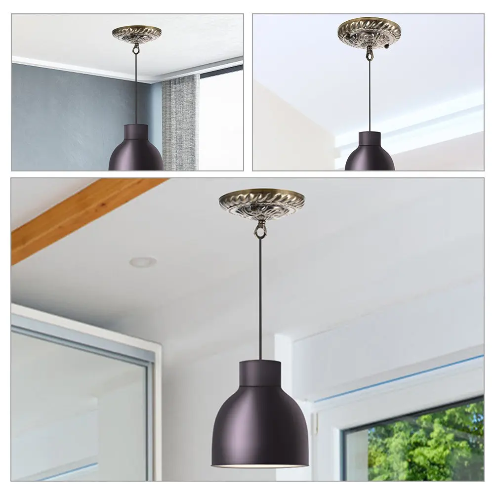 

2Pcs Vintage Chandelier Canopy with Hook Metal Ceiling Light Plate Pendant Light Cover Plate Decorative Lighting Fixture Parts