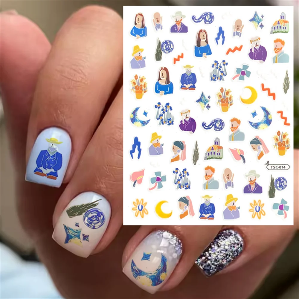 TSC-014 TSC-035  Abstract Colorful Element Series  Cartoon game pets DIY 3D Back glue Nail Art Stickers