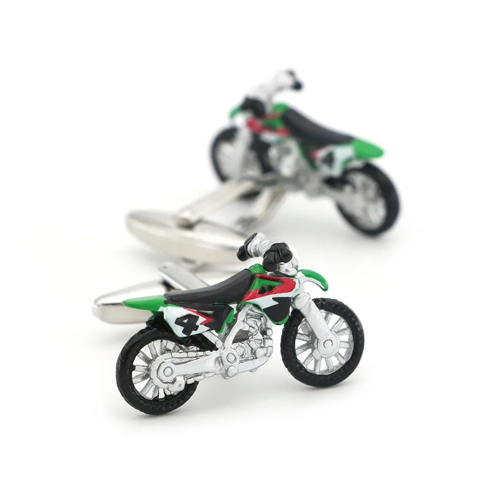 Colorful Dirt Bike Cufflinks Motorbike Enamel Metal Men Shirt Cuff Links Racing Motorcycle Shape Suit Accessories Gift for Biker