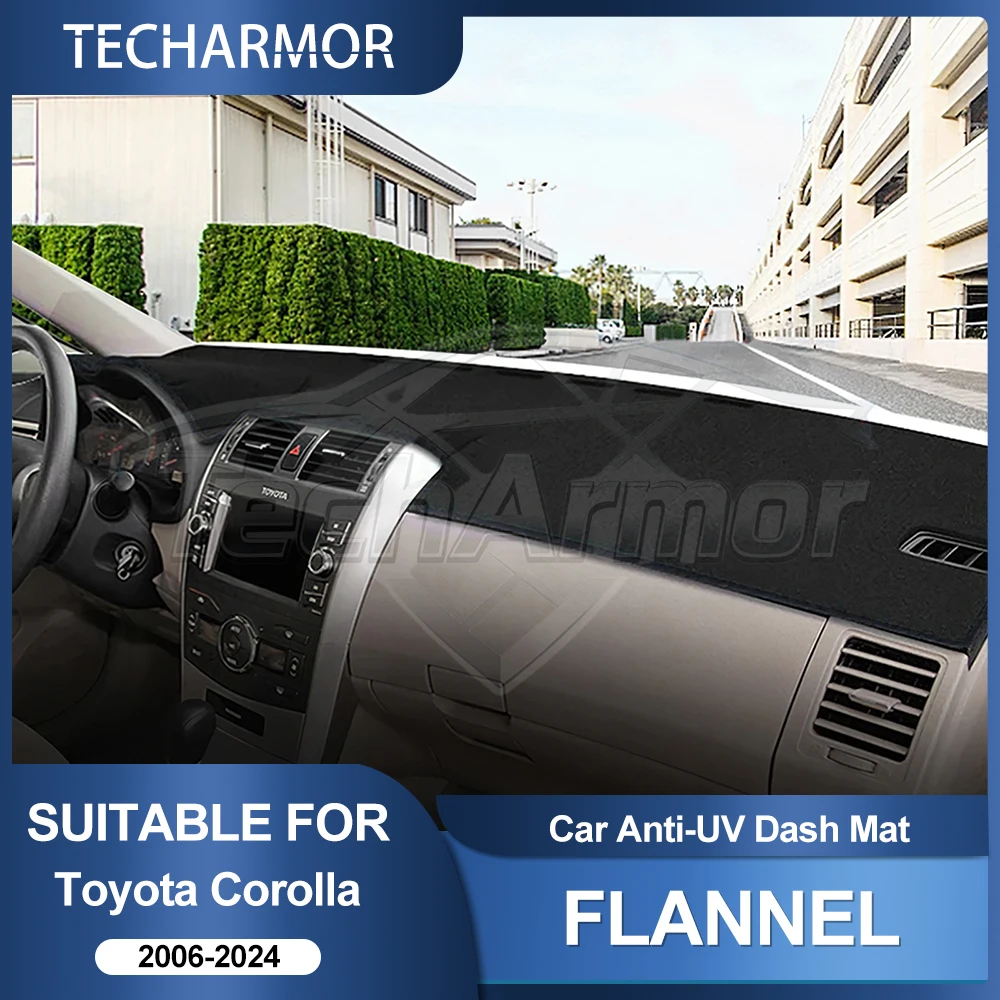 Hochwertige Flanell-Armaturenbrettabdeckung für Toyota Corolla 2006 2007 2008 2009 2010 2011-2024 Hybrid Anti-UV Armaturenbrett-Sonnenschutzmatte Rutschfest