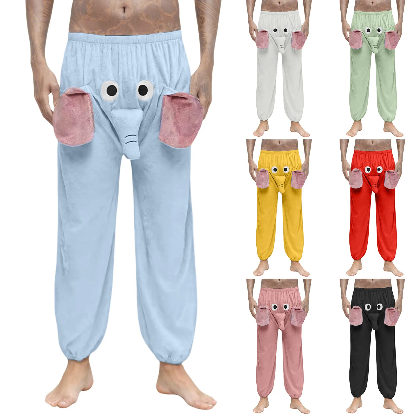 Men's Elephant Boxer Pajama Pants Flannel Funny Novelty Shorts Humorous Pants Underwear Gift Animal Pants Male Soft Trousers