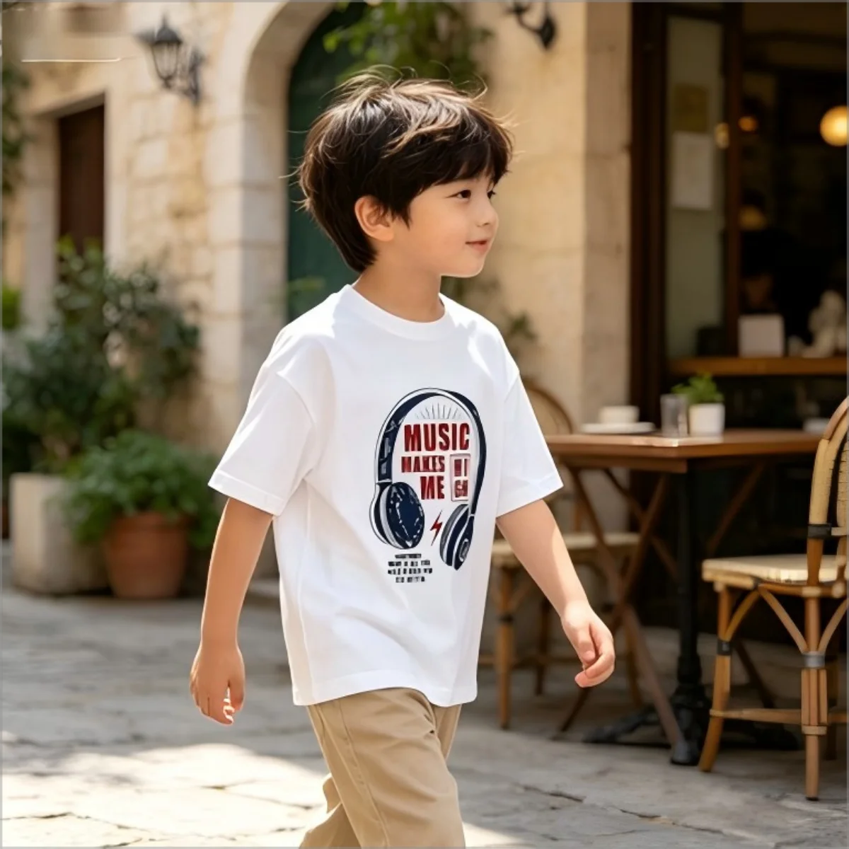 Vintage Headphone Music Graphic T Shirt Retro Music Makes Me High Letter Print Short Sleeve Tops Crew Neck Casual Aesthetic