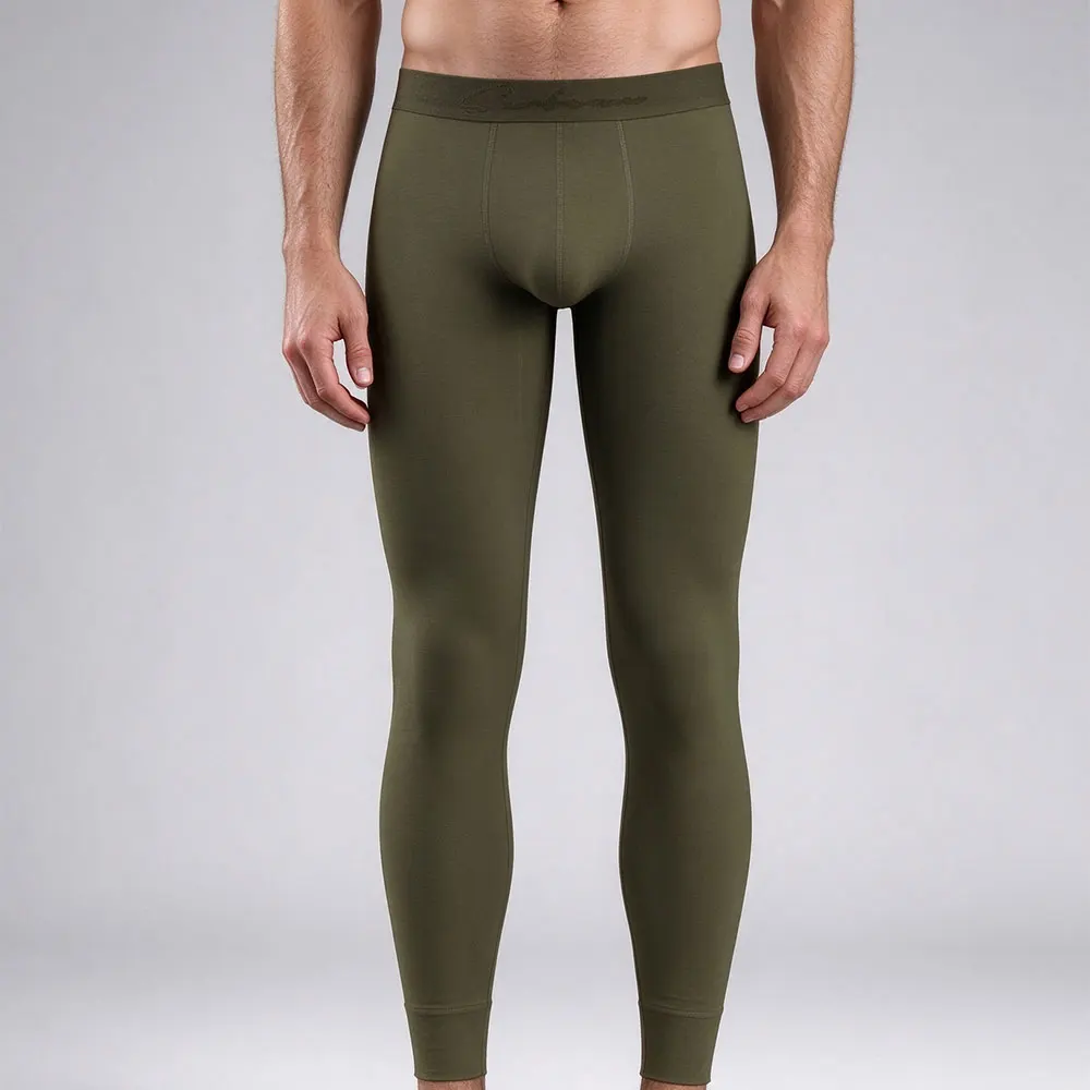 SEOBEAN Men's Thermal Underwear Long Pants Wide Waistband Stretchy Breathable Slim Fit Thermal Bottoms for Daily Wear